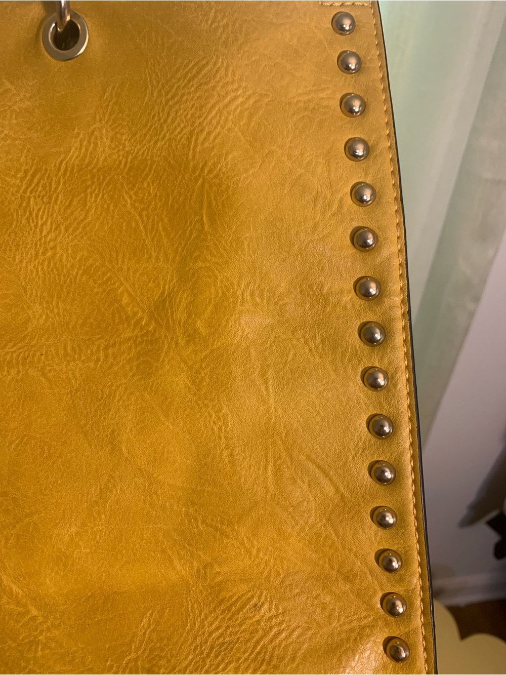 Yellow Stud-Trim Tote Bag with Tassel - Picture 4 of 8